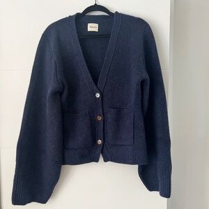 Khaite Scarlet Cashmere Cropped Cardigan, Abyss